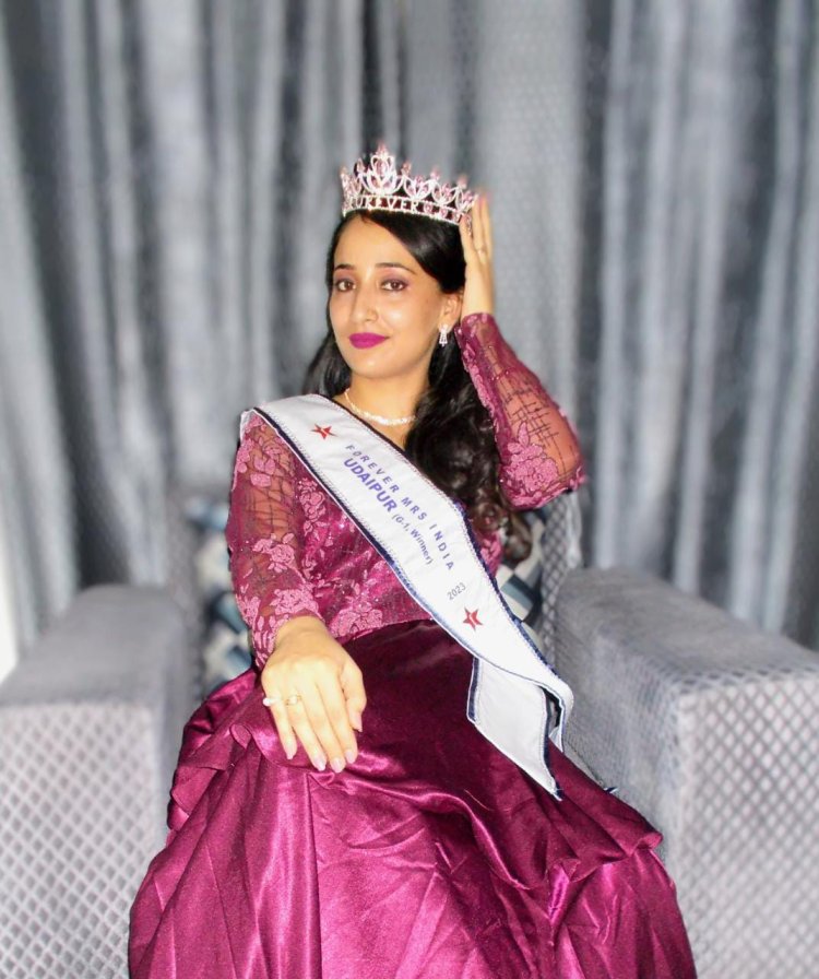 Vishakha Sharma as Newly Crowned Mrs Udaipur 2023 organised by Forever Star India